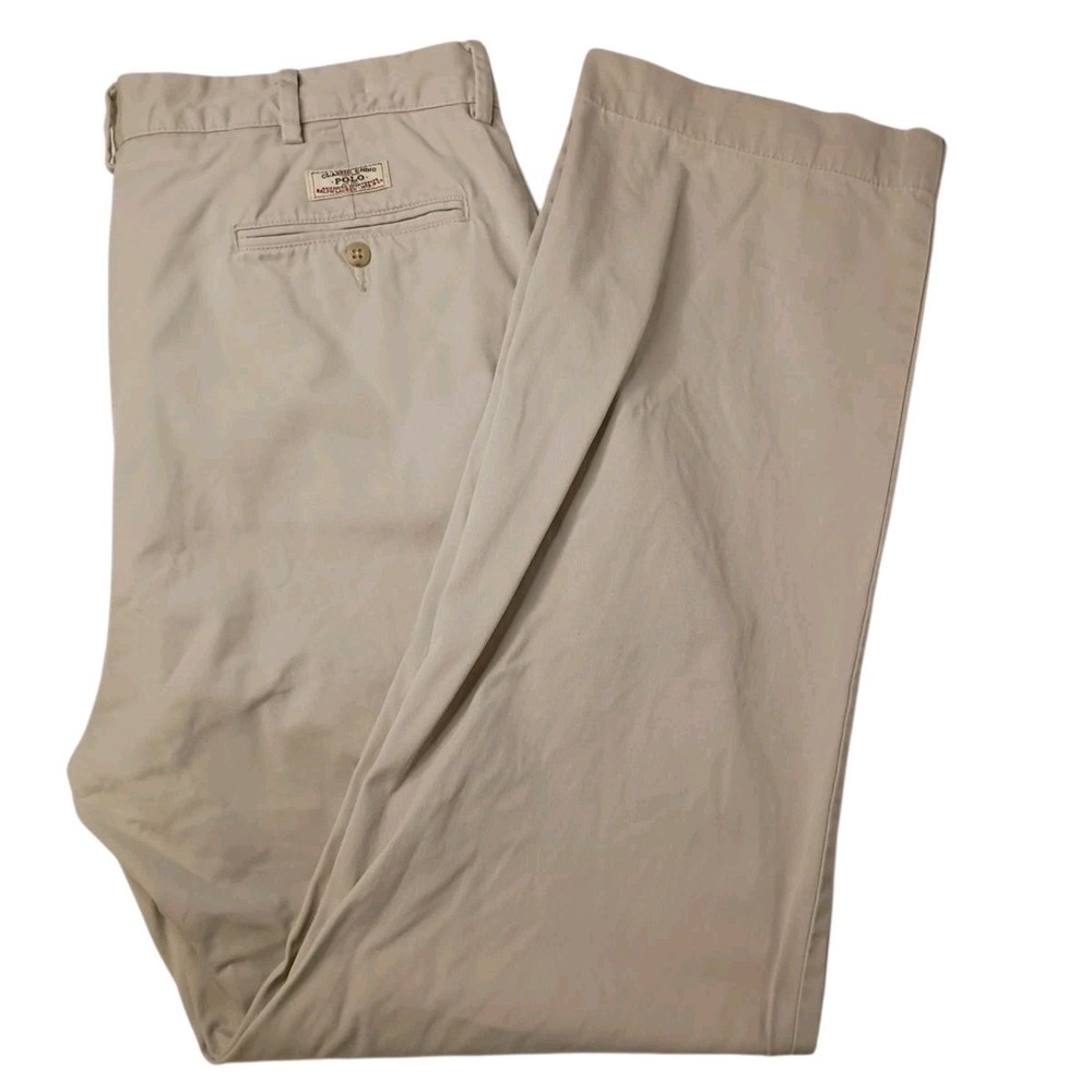 Polo Ralph Lauren Classic Chino Men 36/32 Khaki Tan Cotton Straight Ivy Heritage
